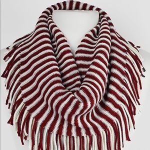 Game Day Infinity Fringe Scarf. Burgundy/White